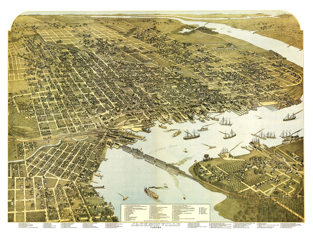 Vintage Map of Jacksonville, Florida 1893