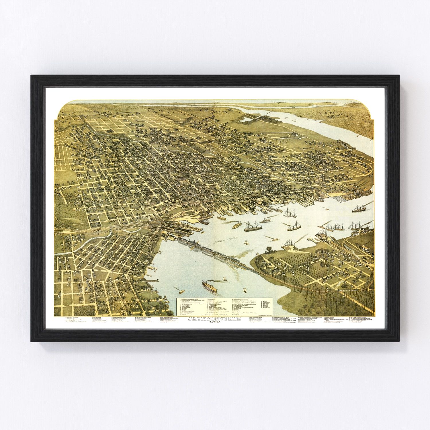 Vintage Map of Jacksonville, Florida 1893