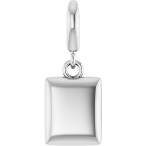 14K White Gold Puffed Dog Tag Charm/Pendant