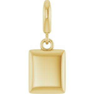 14K Yellow Gold Puffed Dog Tag Charm/Pendant