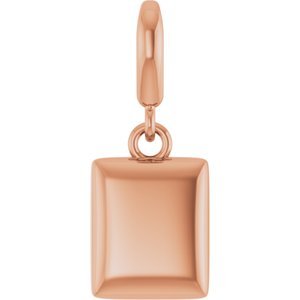14K Rose Gold Puffed Dog Tag Charm/Pendant