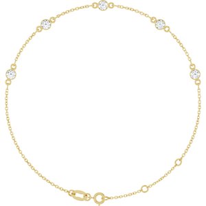14K Yellow Gold 3 mm Round 5-Stone Bezel-Set 6 1/2-7 1/2" Bracelet Mounting
