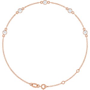 14K Rose Gold 3 mm Round 5-Stone Bezel-Set 6 1/2-7 1/2" Bracelet Mounting