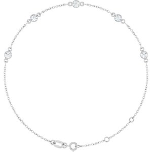 14K White Gold 3 mm Round 5-Stone Bezel-Set 6 1/2-7 1/2" Bracelet Mounting
