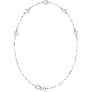 14K White Gold 3 mm Round 5-Stone Bezel-Set 6 1/2-7 1/2" Bracelet Mounting – image 3