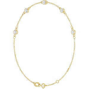 14K Yellow Gold 3 mm Round 5-Stone Bezel-Set 6 1/2-7 1/2" Bracelet Mounting – image 3
