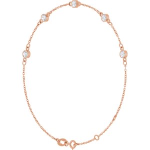 14K Rose Gold 3 mm Round 5-Stone Bezel-Set 6 1/2-7 1/2" Bracelet Mounting – image 3