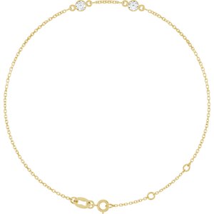 14K Yellow Gold 3 mm Round 2-Stone Bezel-Set 6 1/2-7 1/2" Bracelet Mounting