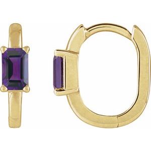 14K Yellow Gold Natural Amethyst 13 mm Hoop Earrings