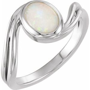Cabochon Bezel-Set Bypass Ring