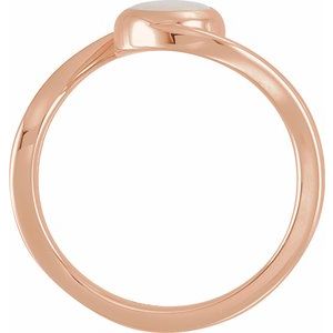 14K Rose Gold  Natural White Opal Cabochon Ring