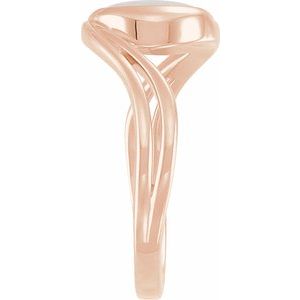 14K Rose Gold  Natural White Opal Cabochon Ring
