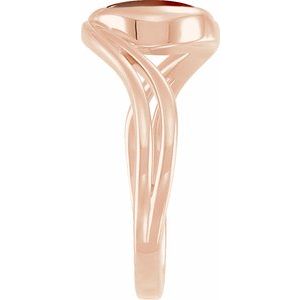 14K Rose Gold  Natural Mozambique Garnet Cabochon Ring