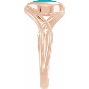 14K Rose Gold  Natural Turquoise Cabochon Ring