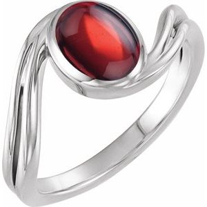 Platinum  Natural Mozambique Garnet Cabochon Ring