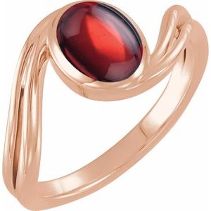 14K Rose Gold  Natural Mozambique Garnet Cabochon Ring