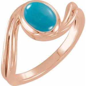 14K Rose Gold  Natural Turquoise Cabochon Ring