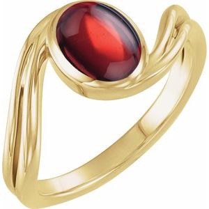 14K Yellow Gold  Natural Mozambique Garnet Cabochon Ring