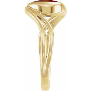 14K Yellow Gold  Natural Mozambique Garnet Cabochon Ring