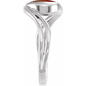 Sterling Silver  Natural Mozambique Garnet Cabochon Ring