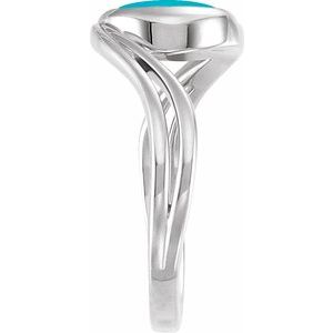 Platinum  Natural Turquoise Cabochon Ring