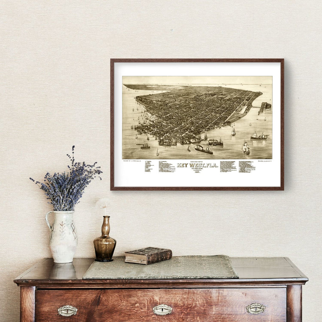 Vintage Map of Key West, Florida 1884