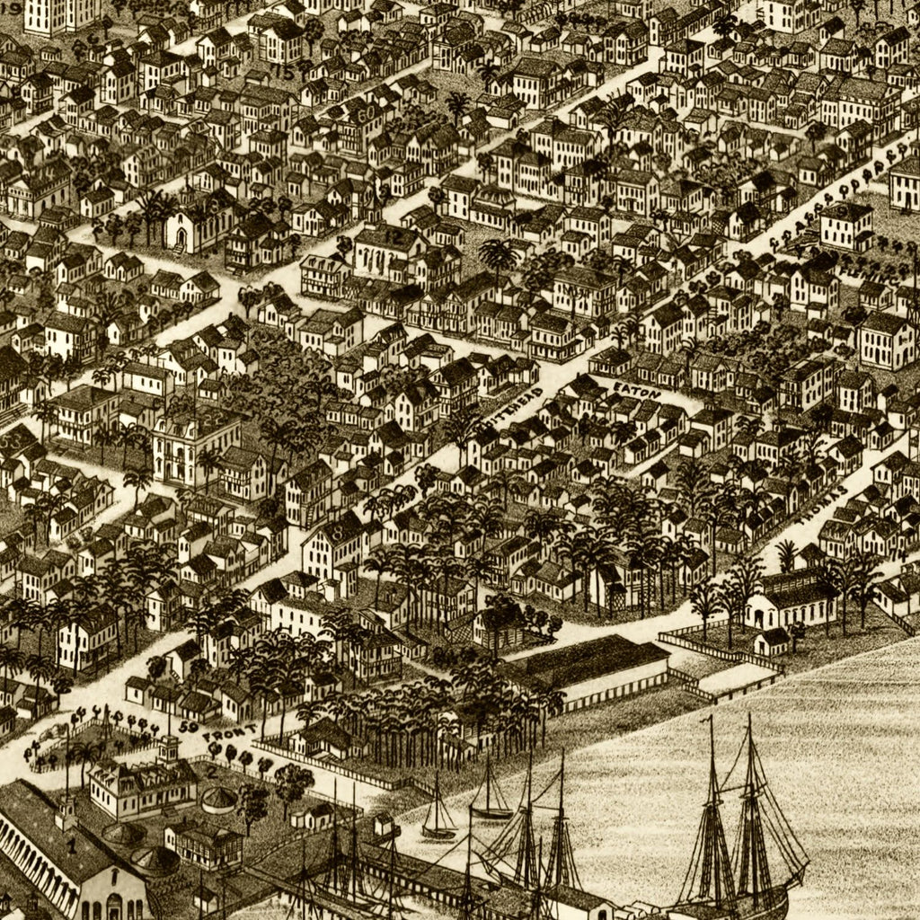 Vintage Map of Key West, Florida 1884