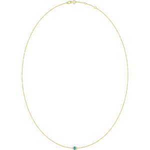 10K Yellow Gold Natural Blue Zircon 1-Station 16-18" Necklace – image 2