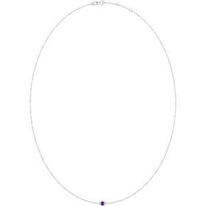 10K White Gold Natural Amethyst 1-Station 16-18" Necklace – image 2