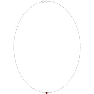 14K White Gold Natural Mozambique Garnet 1-Station 16-18" Necklace – image 2