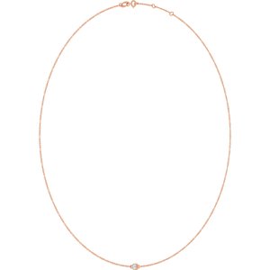 14K Rose Gold 3 mm Round Bezel-Set 1-Station 16-18" Necklace Mounting – image 3