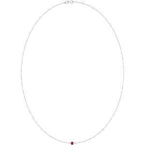 14K White Gold Natural Ruby 1-Station 16-18" Necklace – image 2