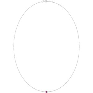 14K White Gold Natural Pink Tourmaline 1-Station 16-18" Necklace – image 2