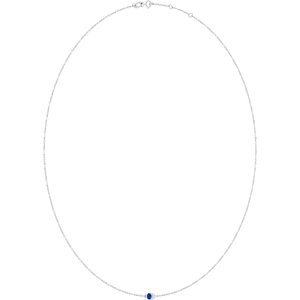 14K White Gold Lab-Grown Blue Sapphire 1-Station 16-18" Necklace – image 2