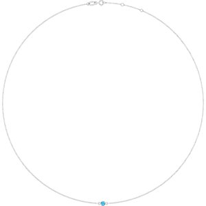 14K White Gold Natural Aquamarine 1-Station 16-18" Necklace