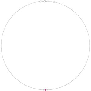 Sterling Silver Natural Pink Tourmaline 1-Station 16-18" Necklace
