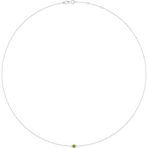 Sterling Silver Natural Peridot 1-Station 16-18" Necklace