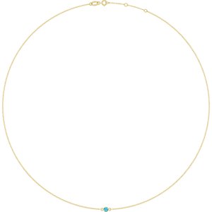10K Yellow Gold Natural Aquamarine 1-Station 16-18" Necklace