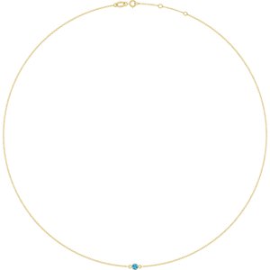 14K Yellow Gold Natural Blue Zircon 1-Station 16-18" Necklace