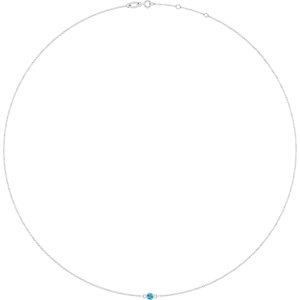 Sterling Silver Natural Blue Zircon 1-Station 16-18" Necklace