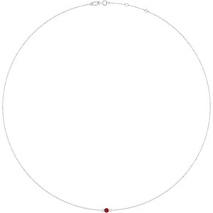 Platinum Lab-Grown Ruby 1-Station 16-18" Necklace
