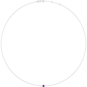 14K White Gold Natural Amethyst 1-Station 16-18" Necklace