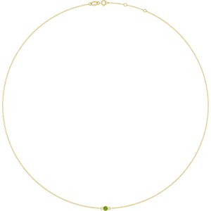 10K Yellow Gold Natural Peridot 1-Station 16-18" Necklace