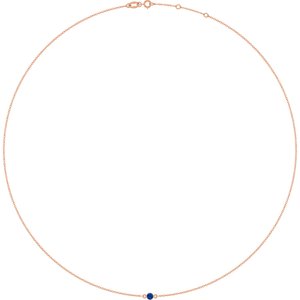 14K Rose Gold Natural Blue Sapphire 1-Station 16-18" Necklace