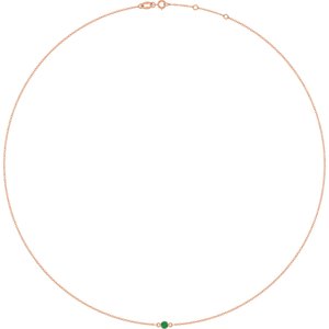 14K Rose Gold Natural Emerald 1-Station 16-18" Necklace