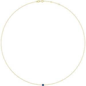 14K Yellow Gold Natural Blue Sapphire 1-Station 16-18" Necklace