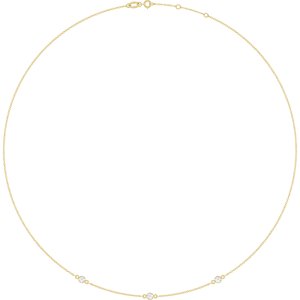 14K Yellow Gold 3 mm Round Bezel-Set 3-Station 16-18" Necklace Mounting
