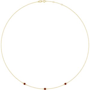 14K Yellow Gold Natural Mozambique Garnet 3-Station 16-18" Necklace