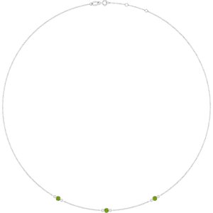 10K White Gold Natural Peridot 3-Station 16-18" Necklace
