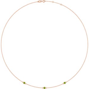 14K Rose Gold Natural Peridot 3-Station 16-18" Necklace